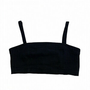 Oka Kie Black Denim Spaghetti Strap Crop Top With Zipper  - Size Medium